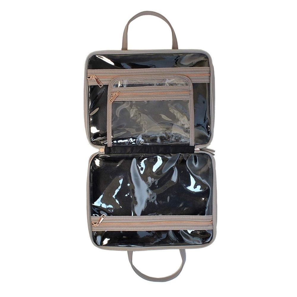 Ms lovely Vegan Leather Toiletry Travel Bag  Large Cosmetic  Grey NEW - Picture 6 of 8